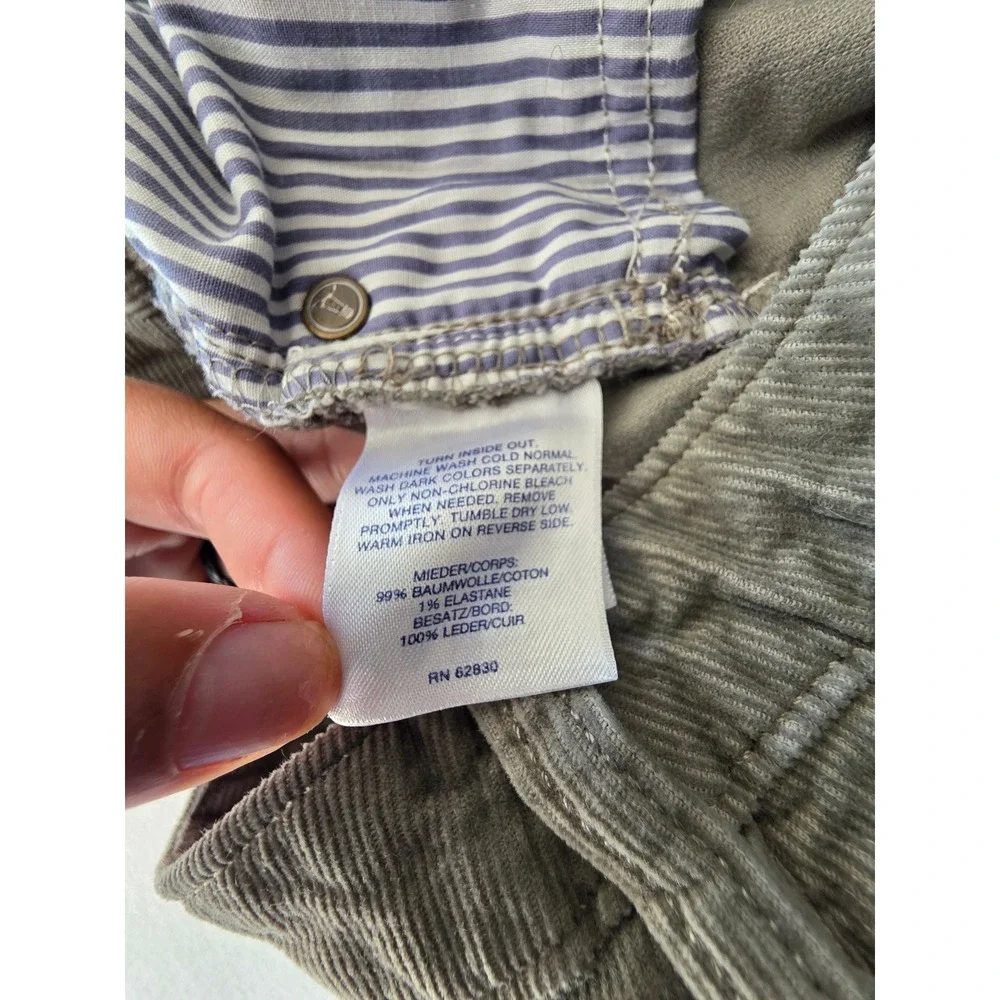 Lands End Womens Corduroy Pants Petite 10 Gray Straight Leg Stretch Casual
